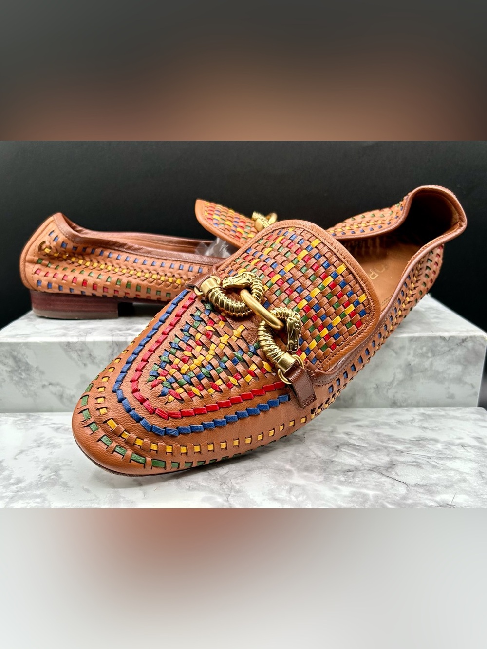 TORY BURCH Jessa Woven Loafers Leather. Size 10.5
